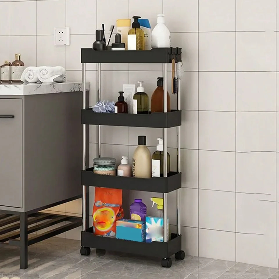 Narrow Type Multi Purpose Gap Storage Trolly Rack Multifunctional Movable Gap Storage Cart